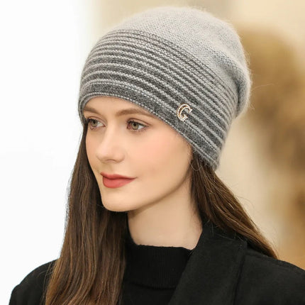 Bonnet femme doux et chaud - Gris - Ajustable (du 54 au 59) | La boutique du chapeau