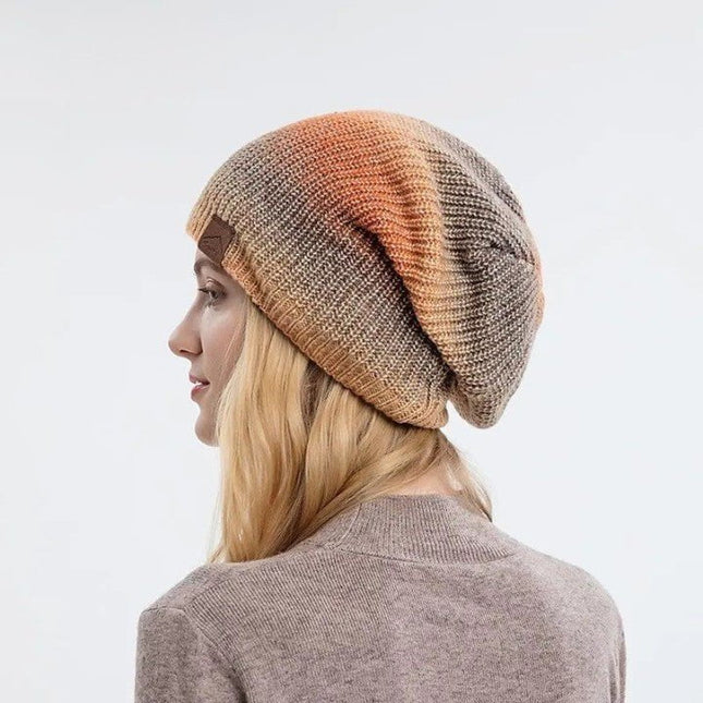 Bonnet femme en laine chaude avec dégradé de couleurs - Bleu - Ajustable (du 54 au 59) | La boutique du chapeau