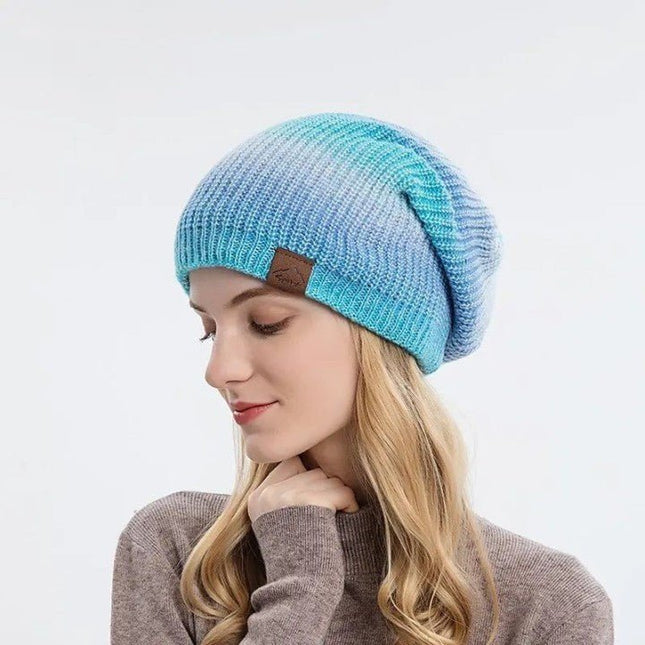 Bonnet femme en laine chaude avec dégradé de couleurs - Bleu - Ajustable (du 54 au 59) | La boutique du chapeau