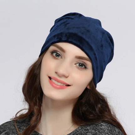 Bonnet femme en velours - Marine - Ajustable (du 54 au 59) | La boutique du chapeau