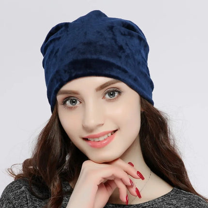 Bonnet femme en velours - Marine - Ajustable (du 54 au 59) | La boutique du chapeau