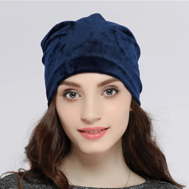 Bonnet femme en velours - Marine - Ajustable (du 54 au 59) | La boutique du chapeau