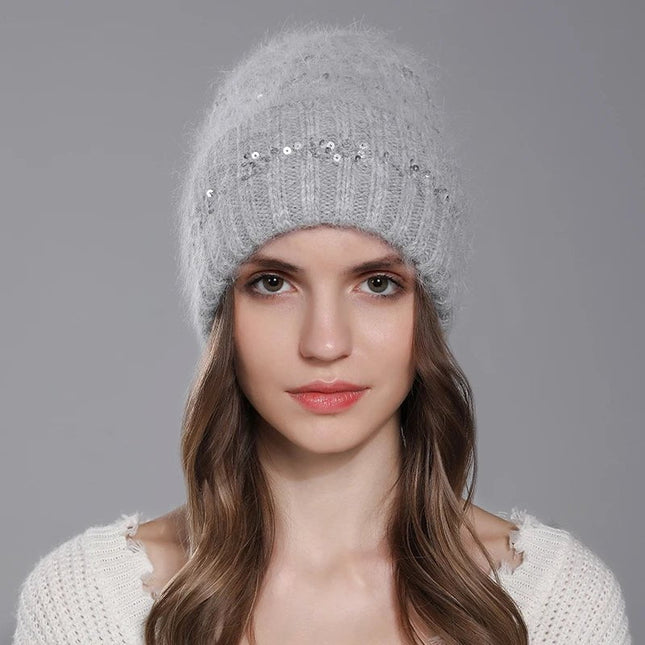 Bonnet femme épais a paillettes - Gris - Ajustable (du 54 au 59) | La boutique du chapeau