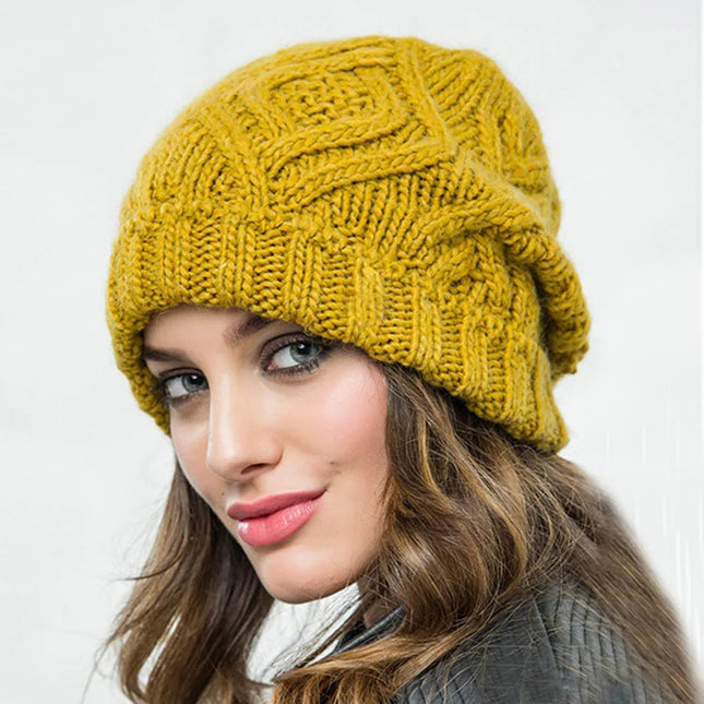 Bonnet femme épais et extensible - Jaune - Ajustable (du 54 au 59) | La boutique du chapeau