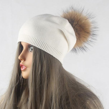 Bonnet Femme Tricoté en Laine - Blanc - Adulte | La boutique du chapeau