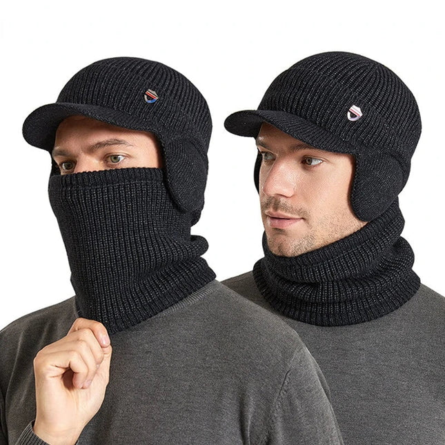 Bonnet homme cahe - oreilles et cache - cou - Kaki - Ajustable (du 54 au 59) | La boutique du chapeau