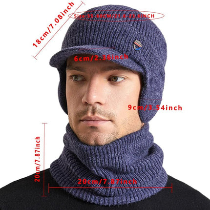 Bonnet homme cahe - oreilles et cache - cou - Bleu marine - Ajustable (du 54 au 59) | La boutique du chapeau