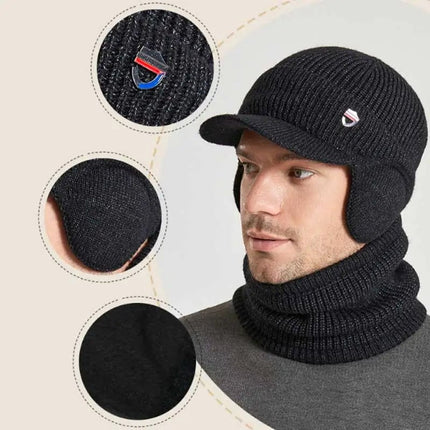 Bonnet homme cahe - oreilles et cache - cou - Bleu marine - Ajustable (du 54 au 59) | La boutique du chapeau