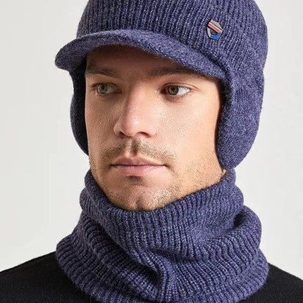 Bonnet homme cahe - oreilles et cache - cou - Gris clair - Ajustable (du 54 au 59) | La boutique du chapeau