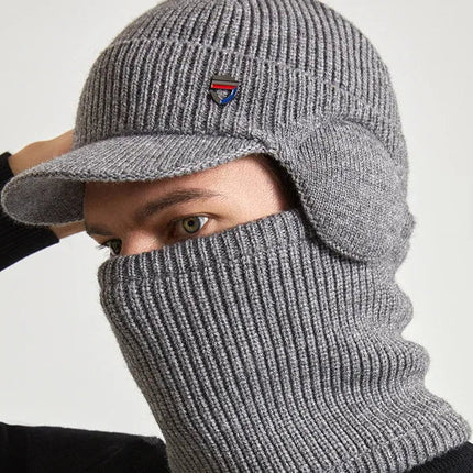 Bonnet homme cahe - oreilles et cache - cou - Gris clair - Ajustable (du 54 au 59) | La boutique du chapeau