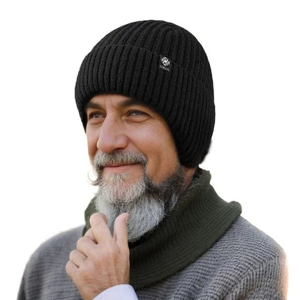 Bonnet homme chaud et épais - Ensemble noir - Ajustable (du 54 au 59) | La boutique du chapeau