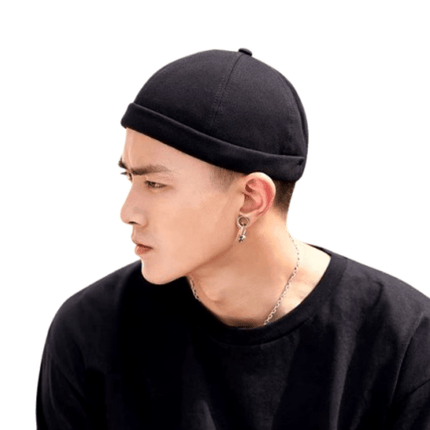 Bonnet homme tendance en coton - Noir - Ajustable (du 54 au 59) | La boutique du chapeau