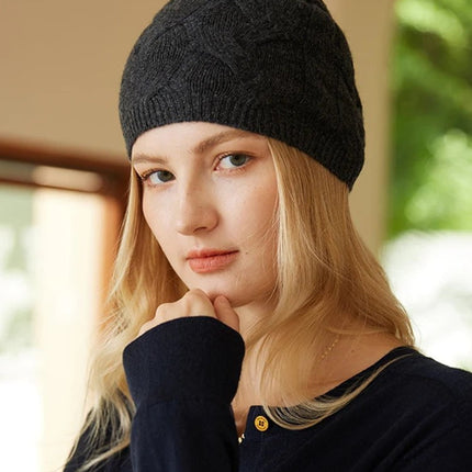 Bonnet tricot en cachemire - Gris - Ajustable (du 54 au 59) | La boutique du chapeau