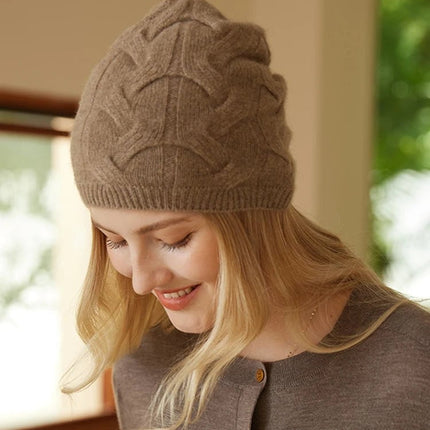 Bonnet tricot en cachemire - Taupe - Ajustable (du 54 au 59) | La boutique du chapeau