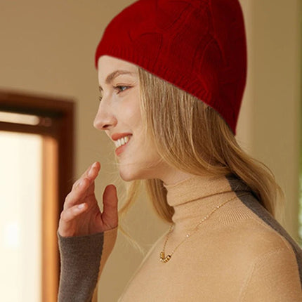 Bonnet tricot en cachemire - Rouge - Ajustable (du 54 au 59) | La boutique du chapeau