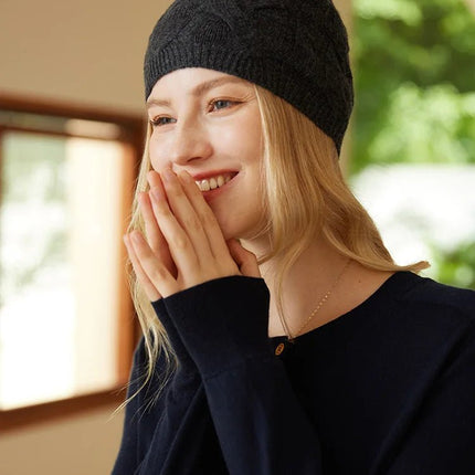 Bonnet tricot en cachemire - Gris - Ajustable (du 54 au 59) | La boutique du chapeau