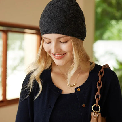 Bonnet tricot en cachemire - Gris - Ajustable (du 54 au 59) | La boutique du chapeau