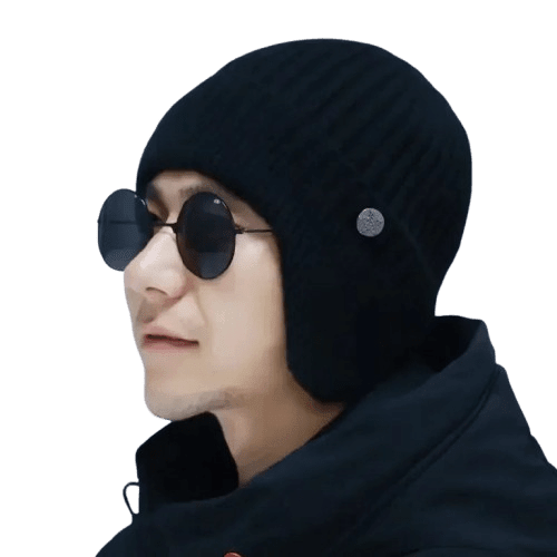 Bonnet tricoté chaud en laine - Noir - Ajustable (du 54 au 59) | La boutique du chapeau