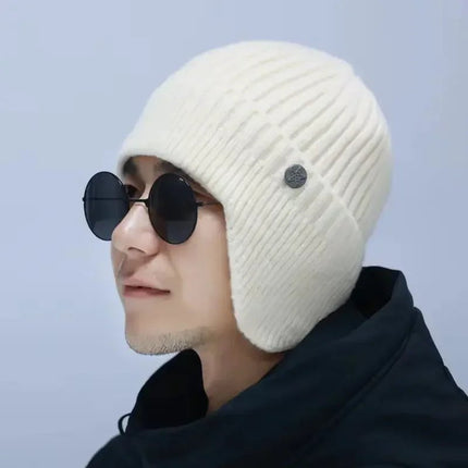 Bonnet tricoté chaud en laine - Blanc - Ajustable (du 54 au 59) | La boutique du chapeau
