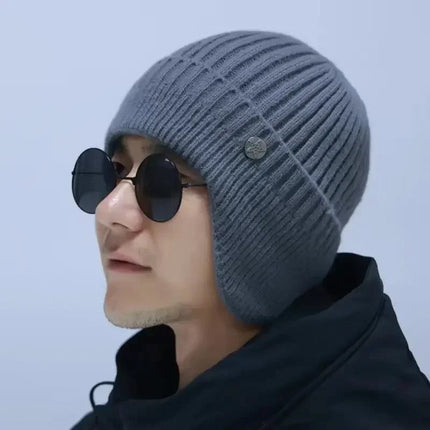 Bonnet tricoté chaud en laine - Gris - Ajustable (du 54 au 59) | La boutique du chapeau