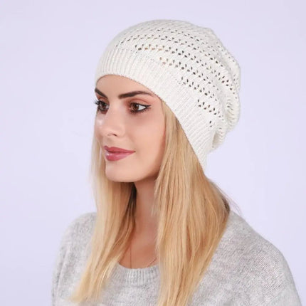 Bonnet tricoté doux et décontracté pour femme - Blanc - Ajustable (du 54 au 59) | La boutique du chapeau