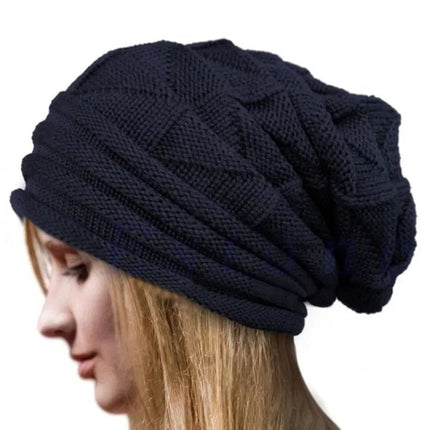 Bonnet tricoté en acrylique pour femme - Bleu - Ajustable (du 54 au 59) | La boutique du chapeau
