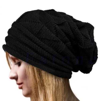 Bonnet tricoté en acrylique pour femme - Noir - Ajustable (du 54 au 59) | La boutique du chapeau