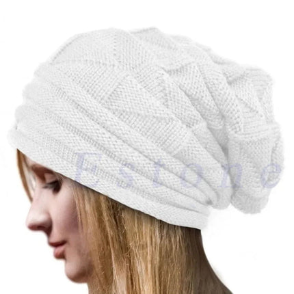 Bonnet tricoté en acrylique pour femme - Blanc - Ajustable (du 54 au 59) | La boutique du chapeau