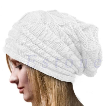Bonnet tricoté en acrylique pour femme - Blanc - Ajustable (du 54 au 59) | La boutique du chapeau
