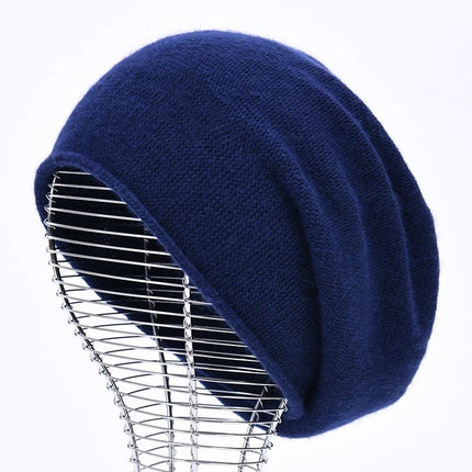 Bonnet tricoté en laine - Marine - Ajustable (du 54 au 59) | La boutique du chapeau