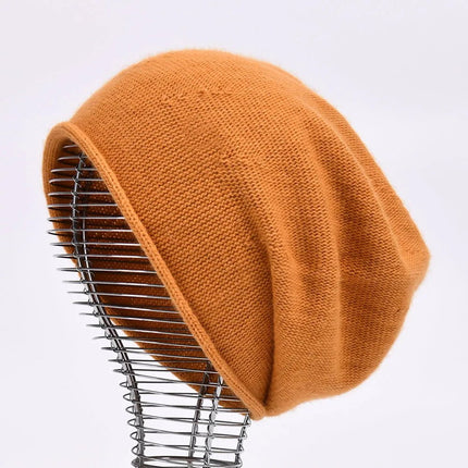 Bonnet tricoté en laine - Orange - Ajustable (du 54 au 59) | La boutique du chapeau