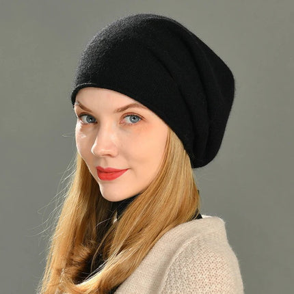 Bonnet tricoté en laine - Gris foncé - Ajustable (du 54 au 59) | La boutique du chapeau