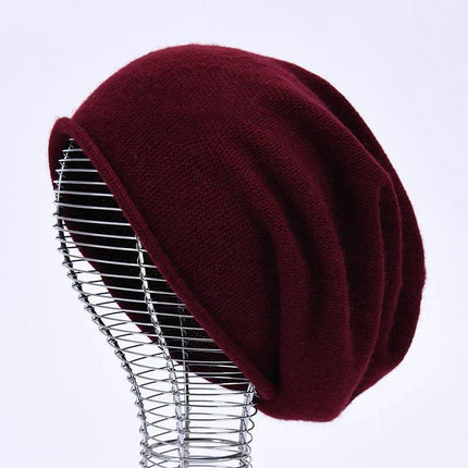 Bonnet tricoté en laine - Bordeau - Ajustable (du 54 au 59) | La boutique du chapeau