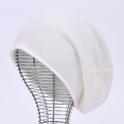 Bonnet tricoté en laine - Blanc - Ajustable (du 54 au 59) | La boutique du chapeau