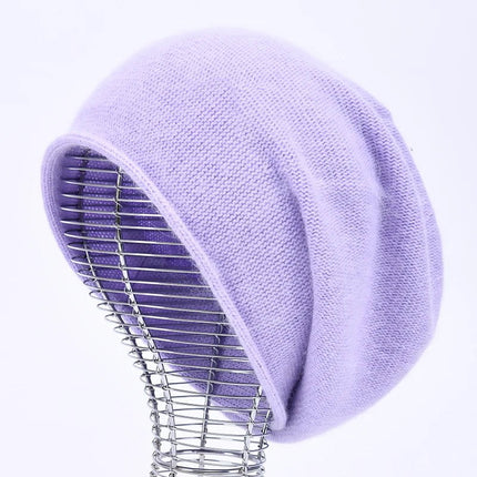 Bonnet tricoté en laine - Lavande - Ajustable (du 54 au 59) | La boutique du chapeau