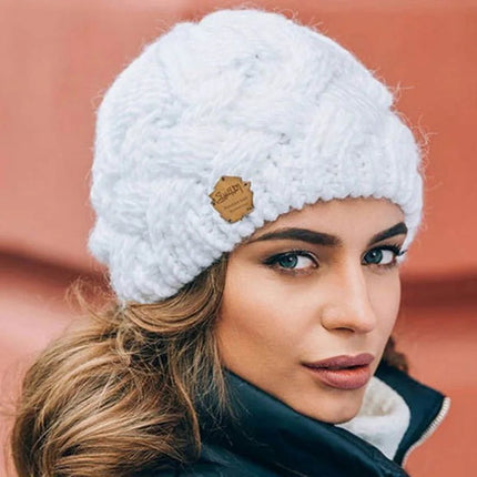 Bonnet tricoté en laine pour femme - Blanc - Ajustable (du 54 au 59) | La boutique du chapeau