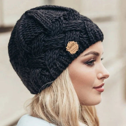 Bonnet tricoté en laine pour femme - Noir - Ajustable (du 54 au 59) | La boutique du chapeau