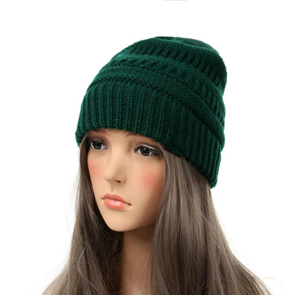 Bonnet tricoté extensible - Vert foncé - Ajustable (du 54 au 59) | La boutique du chapeau
