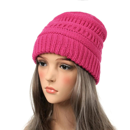 Bonnet tricoté extensible - Rose/rouge - Ajustable (du 54 au 59) | La boutique du chapeau