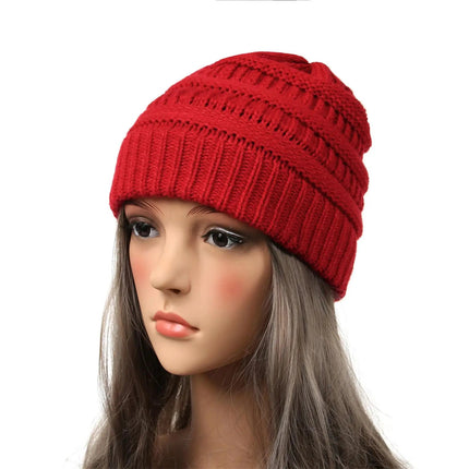 Bonnet tricoté extensible - Rouge - Ajustable (du 54 au 59) | La boutique du chapeau