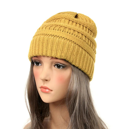 Bonnet tricoté extensible - Jaune - Ajustable (du 54 au 59) | La boutique du chapeau