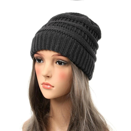 Bonnet tricoté extensible - Gris foncé - Ajustable (du 54 au 59) | La boutique du chapeau