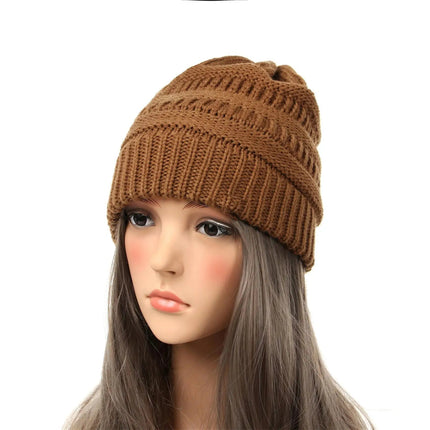 Bonnet tricoté extensible - Marron - Ajustable (du 54 au 59) | La boutique du chapeau
