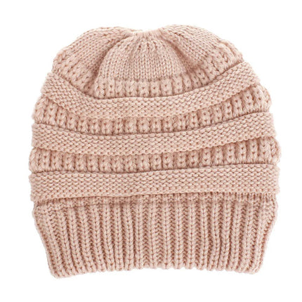 Bonnet tricoté pour queue de cheval - Gris - Ajustable (du 54 au 59) | La boutique du chapeau