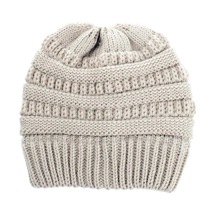 Bonnet tricoté pour queue de cheval - Gris - Ajustable (du 54 au 59) | La boutique du chapeau