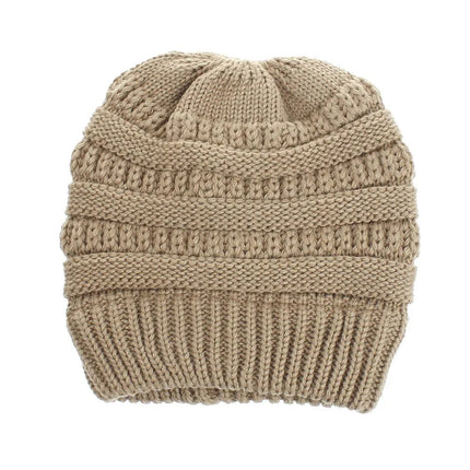 Bonnet tricoté pour queue de cheval - Gris - Ajustable (du 54 au 59) | La boutique du chapeau
