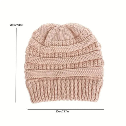 Bonnet tricoté pour queue de cheval - Blanc - Ajustable (du 54 au 59) | La boutique du chapeau
