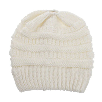 Bonnet tricoté pour queue de cheval - Gris - Ajustable (du 54 au 59) | La boutique du chapeau