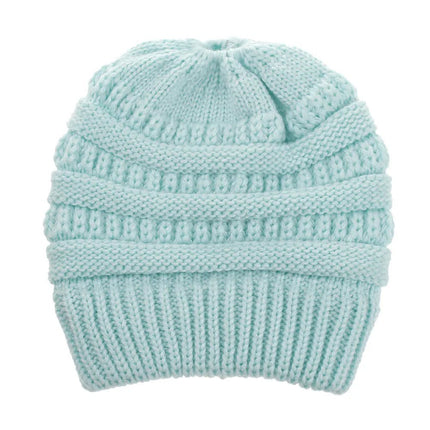 Bonnet tricoté pour queue de cheval - Gris - Ajustable (du 54 au 59) | La boutique du chapeau