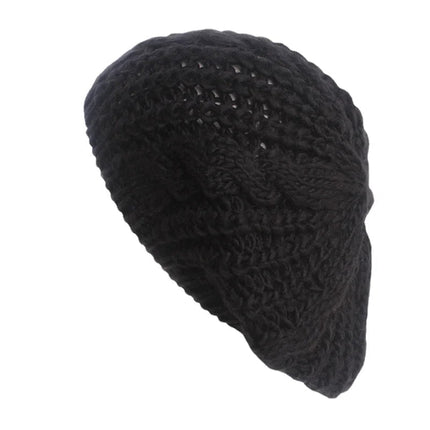 Bonnet tricoté torsadé pour femme - Noir - Ajustable (du 54 au 59) | La boutique du chapeau